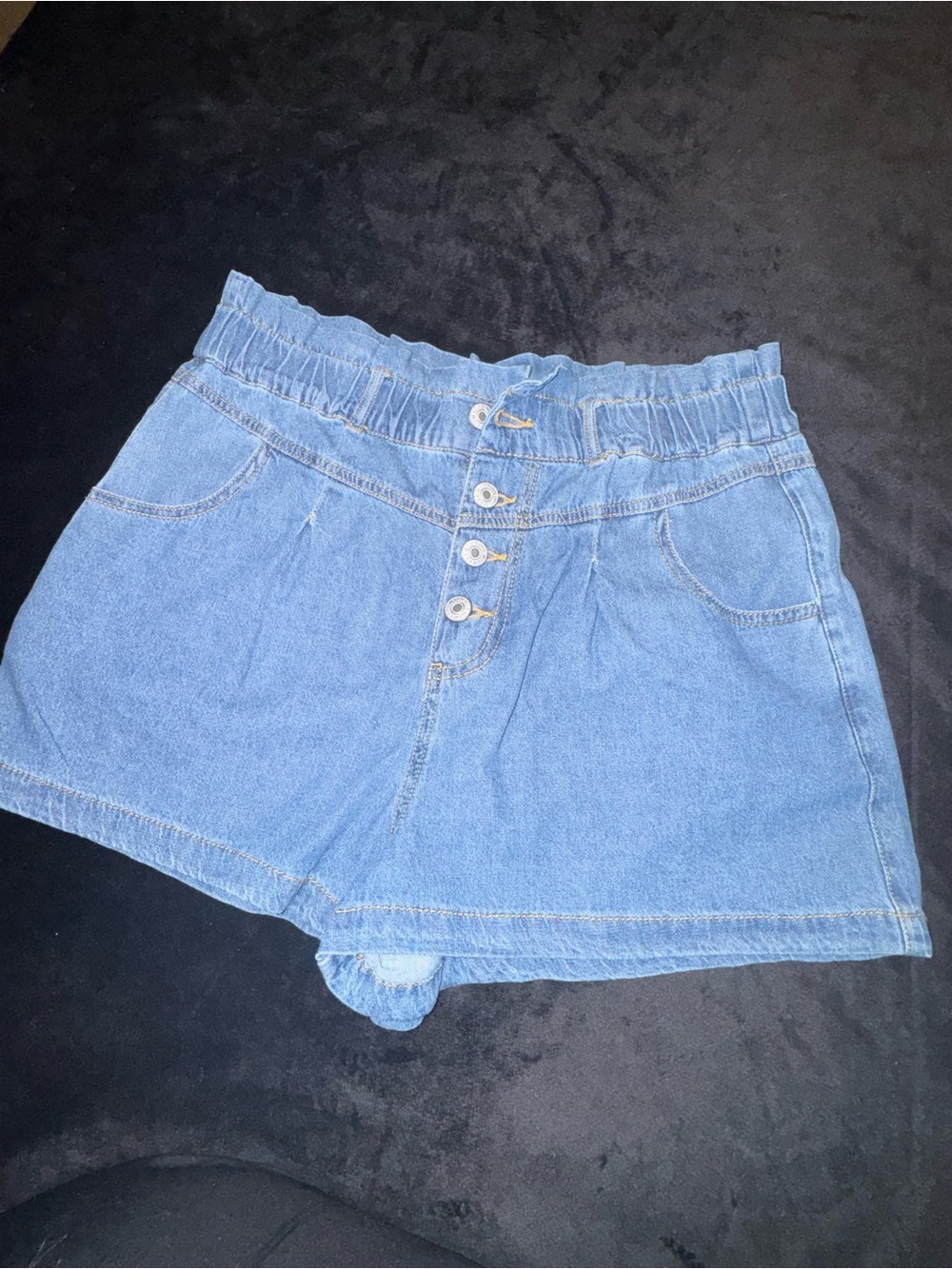 Love Tree Light Blue Paperbag Waist Denim Shorts